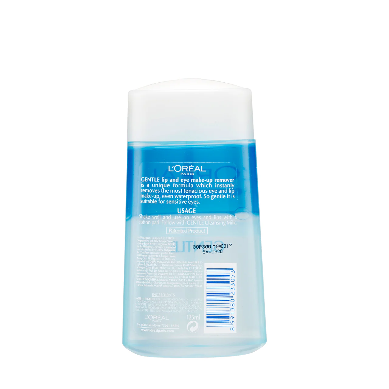 L'Oreal Paris Gentle Lip & Eye Make Up Remover 125ml - Image 2