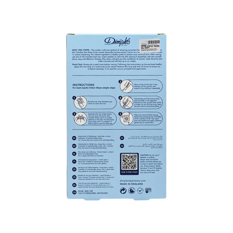 Dimples Wax Body Strips for sensitive skin 20+2pcs - Image 2