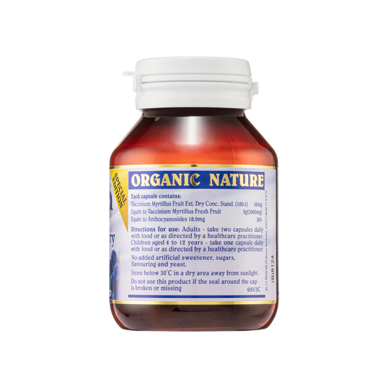 Organic Nature Bilberry 5000Mg 30 Capsules - Image 3