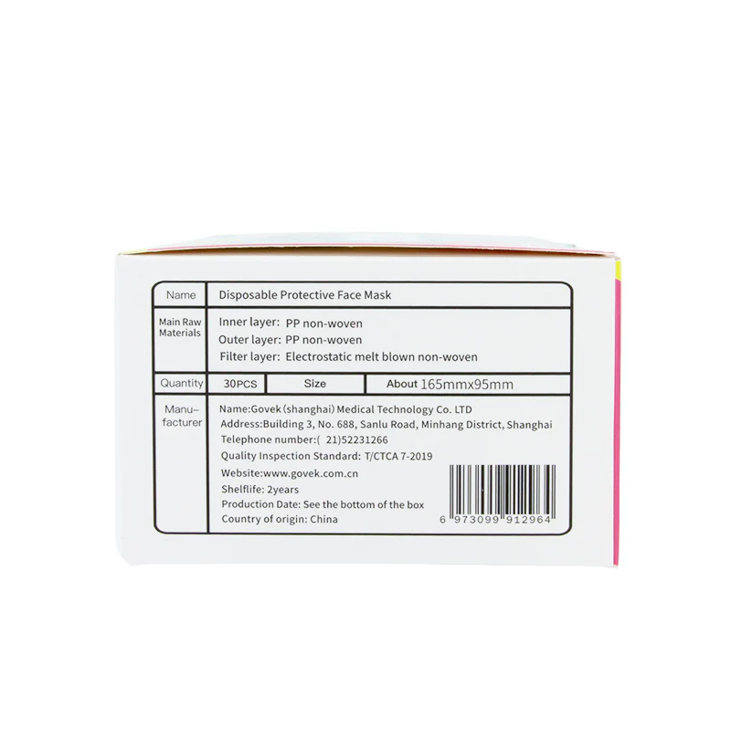 Govek Astm Level 3 Protective Mask Pink 30PCS - Image 3