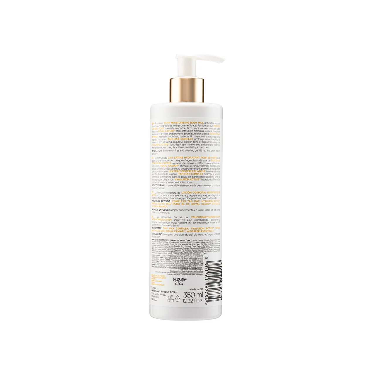 Christian Laurent Satin Moisturizing Body Milk With Golden Dust 350ML - Image 2