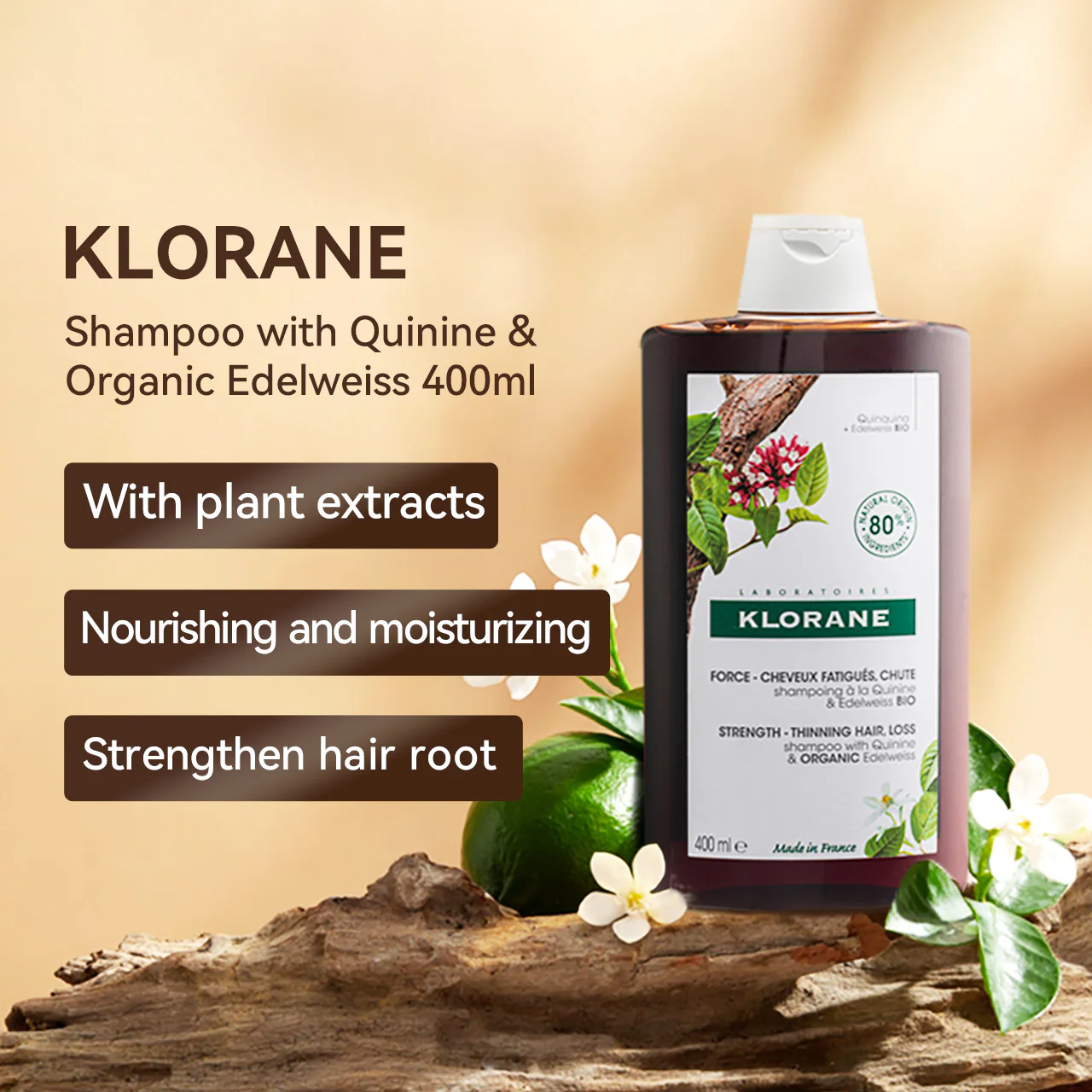 Klorane Shampoo With Quinine & Organic Edelweiss 400ML