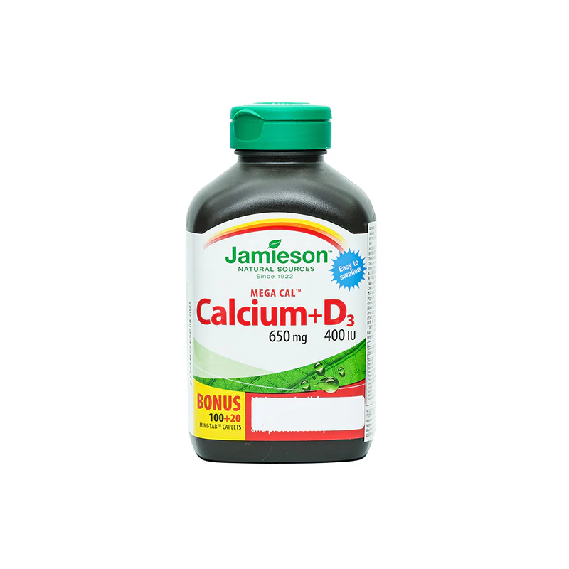 Jamieson Mega Cal Calcium 650Mg + Vitamin D3 400Iu 120 Capsules - Image 2