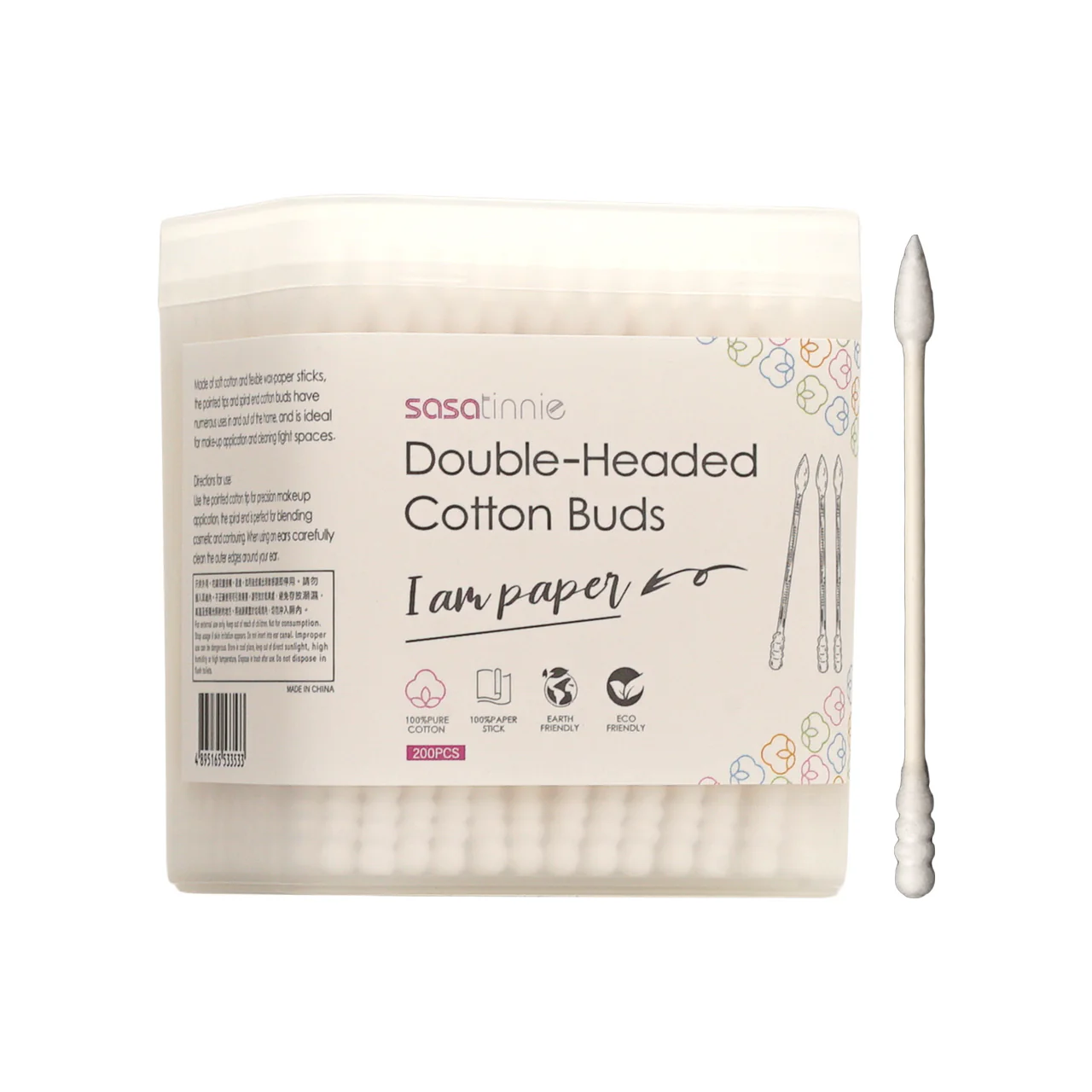 Sasatinnie Double-headed Cotton Buds 200pcs
