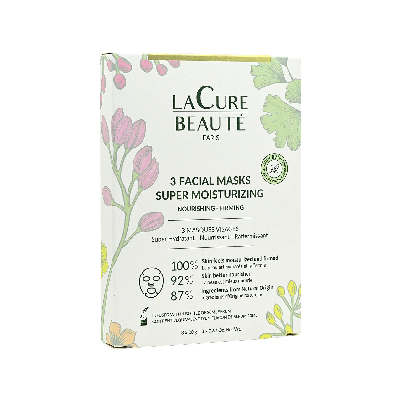 La Cure Beaute Super Moisturizing Facial Mask 20g x 3pcs - Image 2