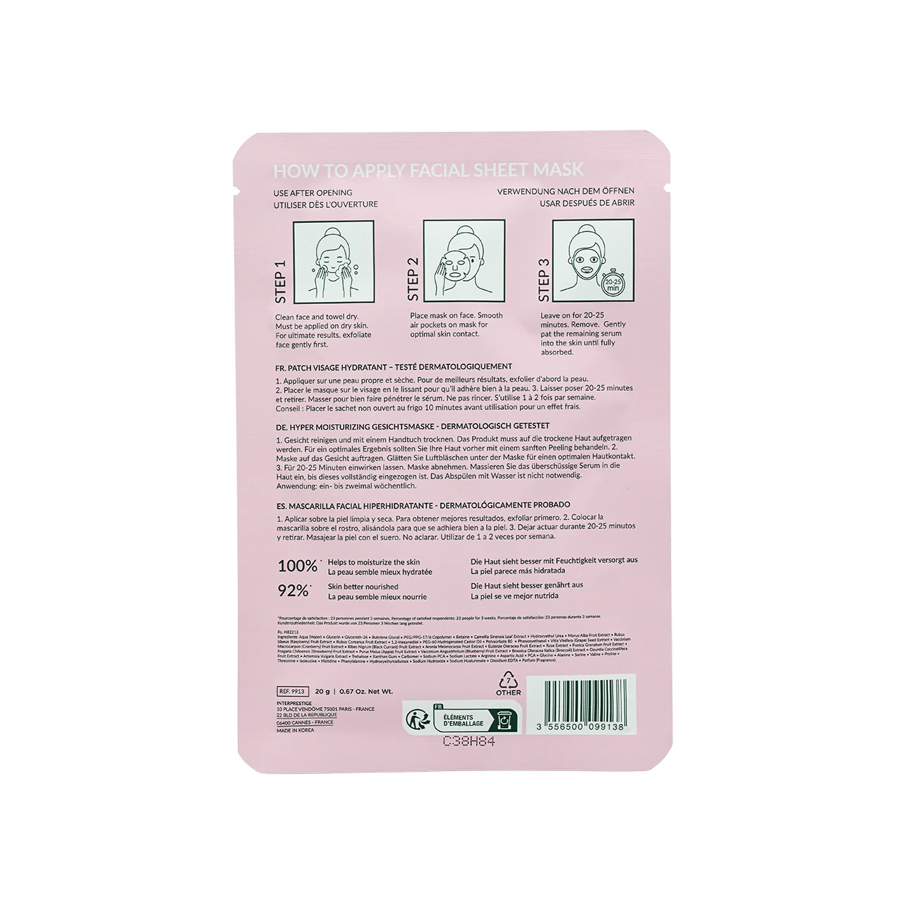 La Cure Beaute Super Moisturizing Facial Mask 20g x 3pcs - Image 4
