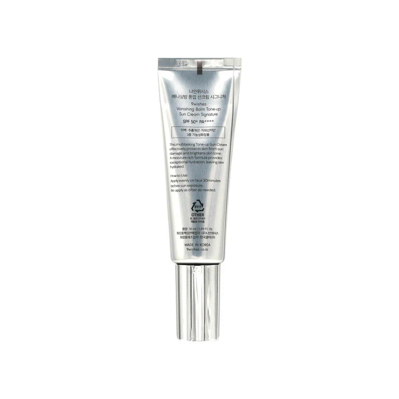 9wishes VB SPF50+PA++++ Tone Up Sun Cream 50ml - Image 3