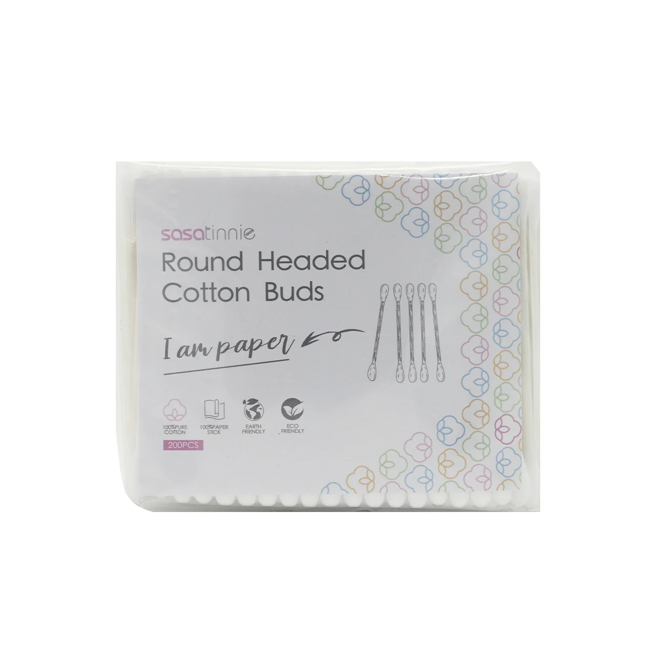 Sasatinnie Round Headed Cotton Buds Refill 200pc x 2